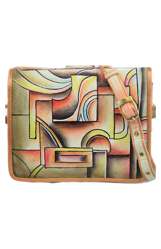Colorful Hand Painted Abstract Art Large Faux Leather Shoulder Bag Handbag  Purse Tote Bag | MakerPlace by Michaels